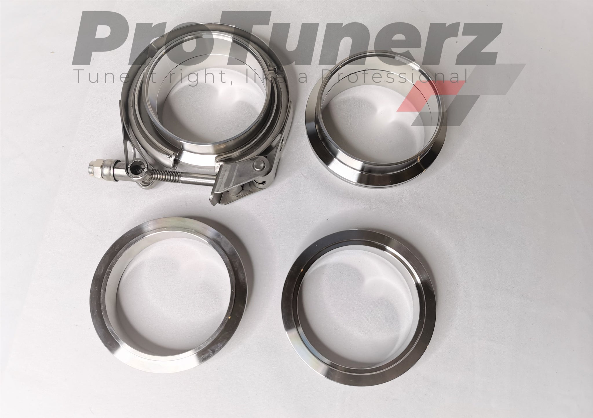 Autobrother 2.25" V-Band Flange Clamp Kit - Male/Female Exhaust Turbo Clamp, Stainless Steel, Silver